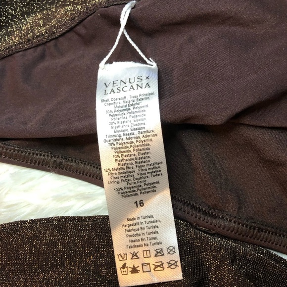 VENUS Brown Bikini Bottom with Glittery Band size 16 - Picture 10 of 13